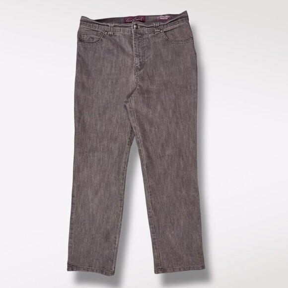 Gloria Vanderbilt Amanda Gray Jeans Straight Leg High Rise Size 12 Petite - Picture 1 of 10